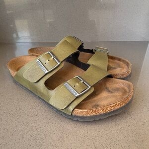 Birkenstock Arizona Olive Green Leather Sandals Men's 10 EU 43
